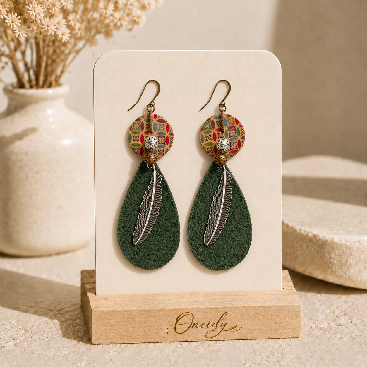Silver Feather Leather drops